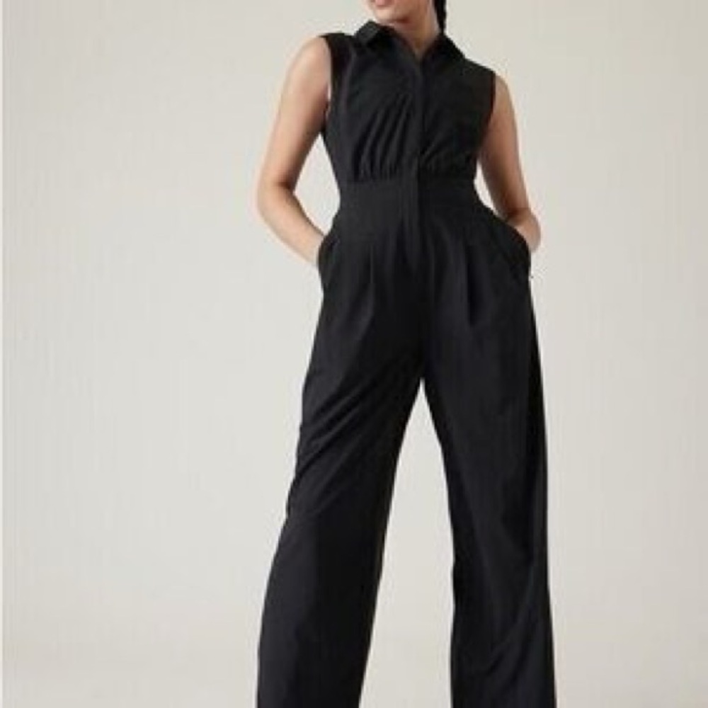 NWT!  Athleta Brooklyn Utility Black Sleeveless Jumpsuit